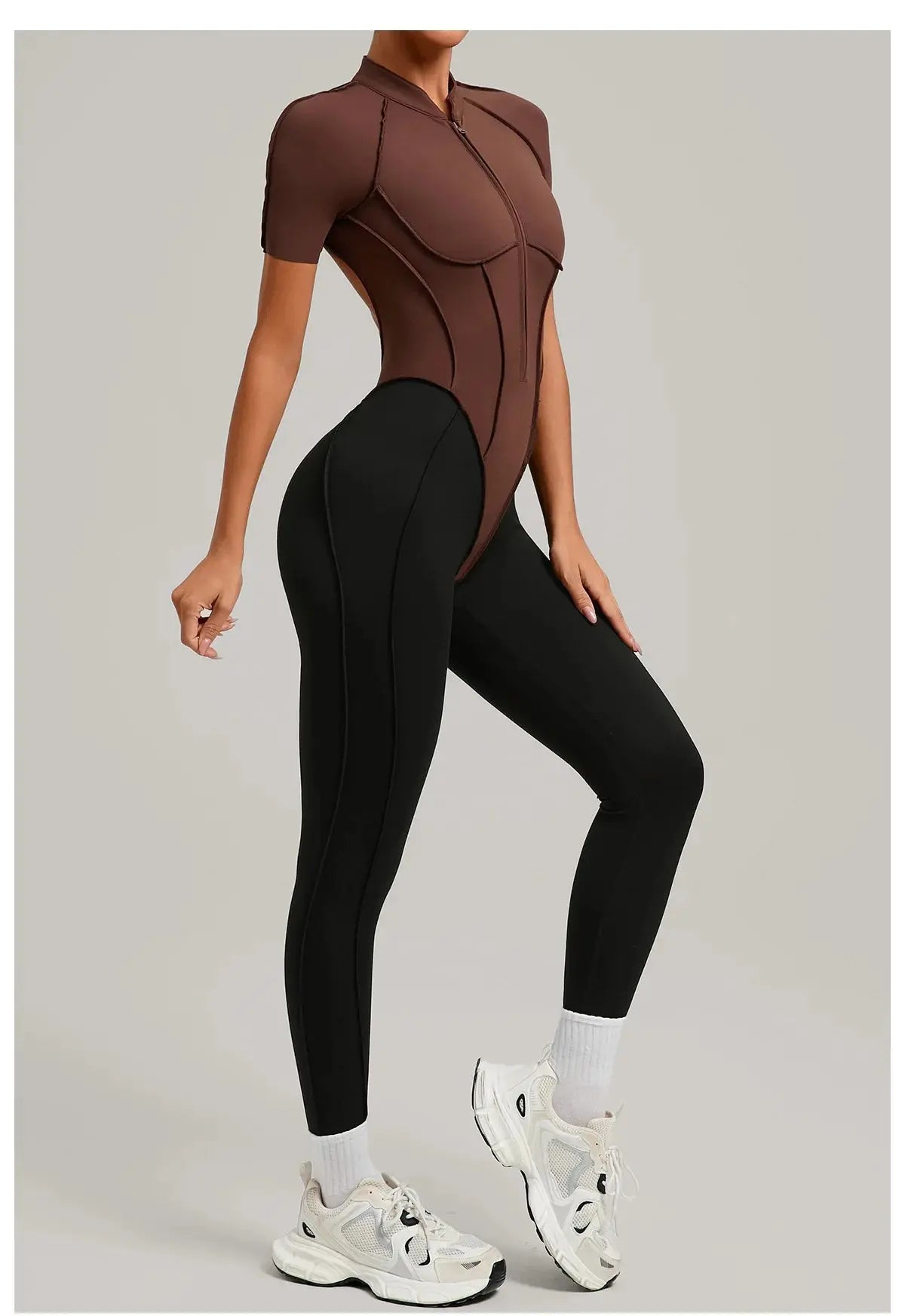 Yoga Bodysuit Short Sleeves Women's Tracksuits Gym Zipper Jumpsuits Sports Workout High-intensity Fitness One-piece Tights Suit - Nova Trendz