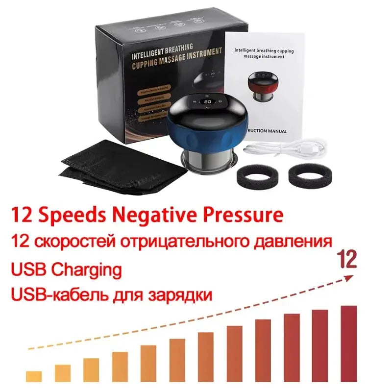 Body Scraping Massage Smart Electric Vacuum Cupping Heating Suction Cup Device Back Neck Arm Massger 6/12 Level Cupping Nova Trendz