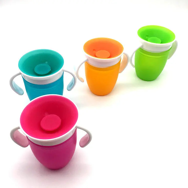 360 Degrees Can Be Rotated Baby Learning Drinking Cup with Double Handle Flip Lid Leakproof Silicone Infants Water Cups Bottle Nova Trendz