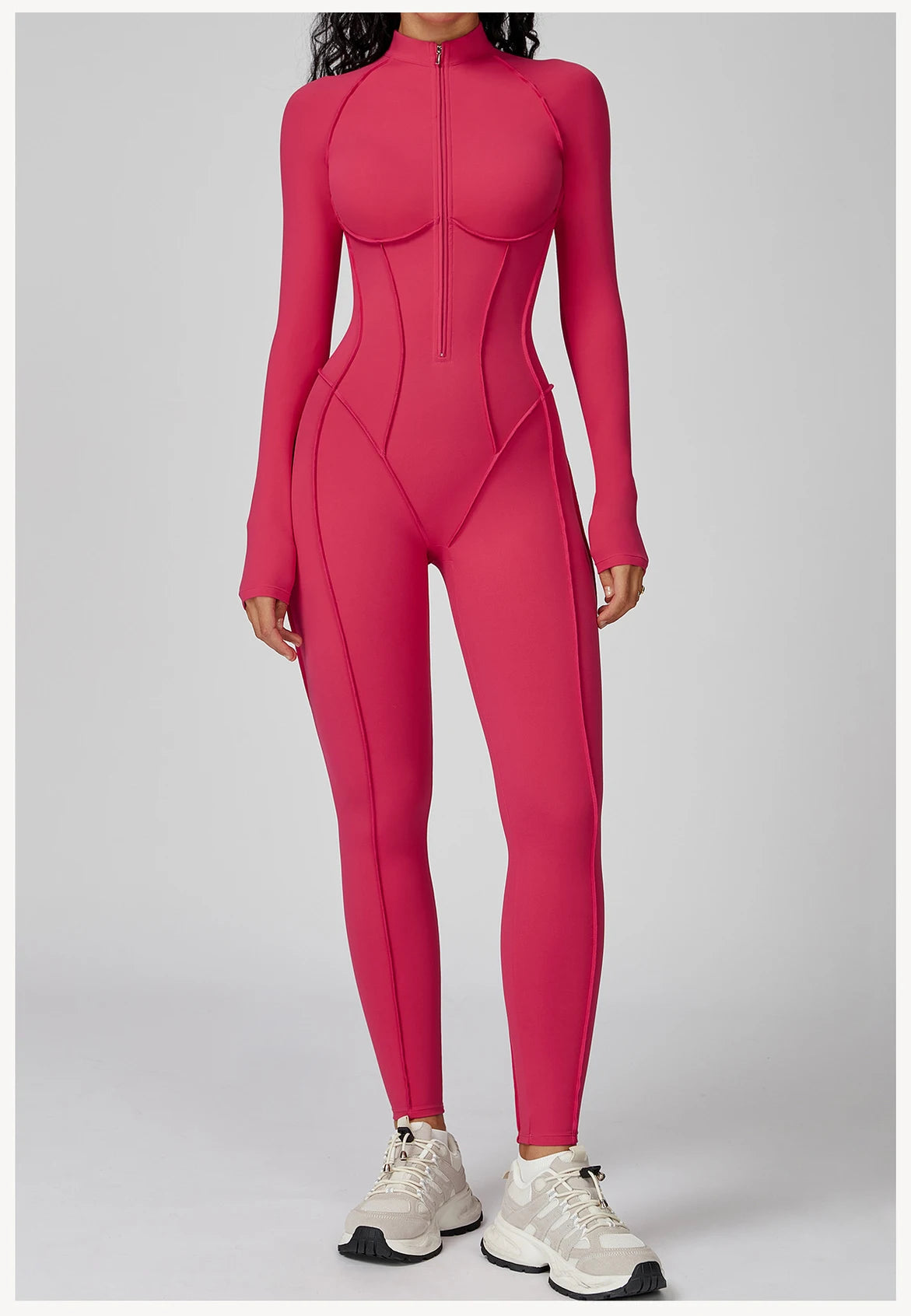 Yoga Bodysuit Long Sleeved Women's Tracksuits Gym Zipper Jumpsuits Sports Workout High-intensity Fitness One-piece Tights Suit Nova Trendz
