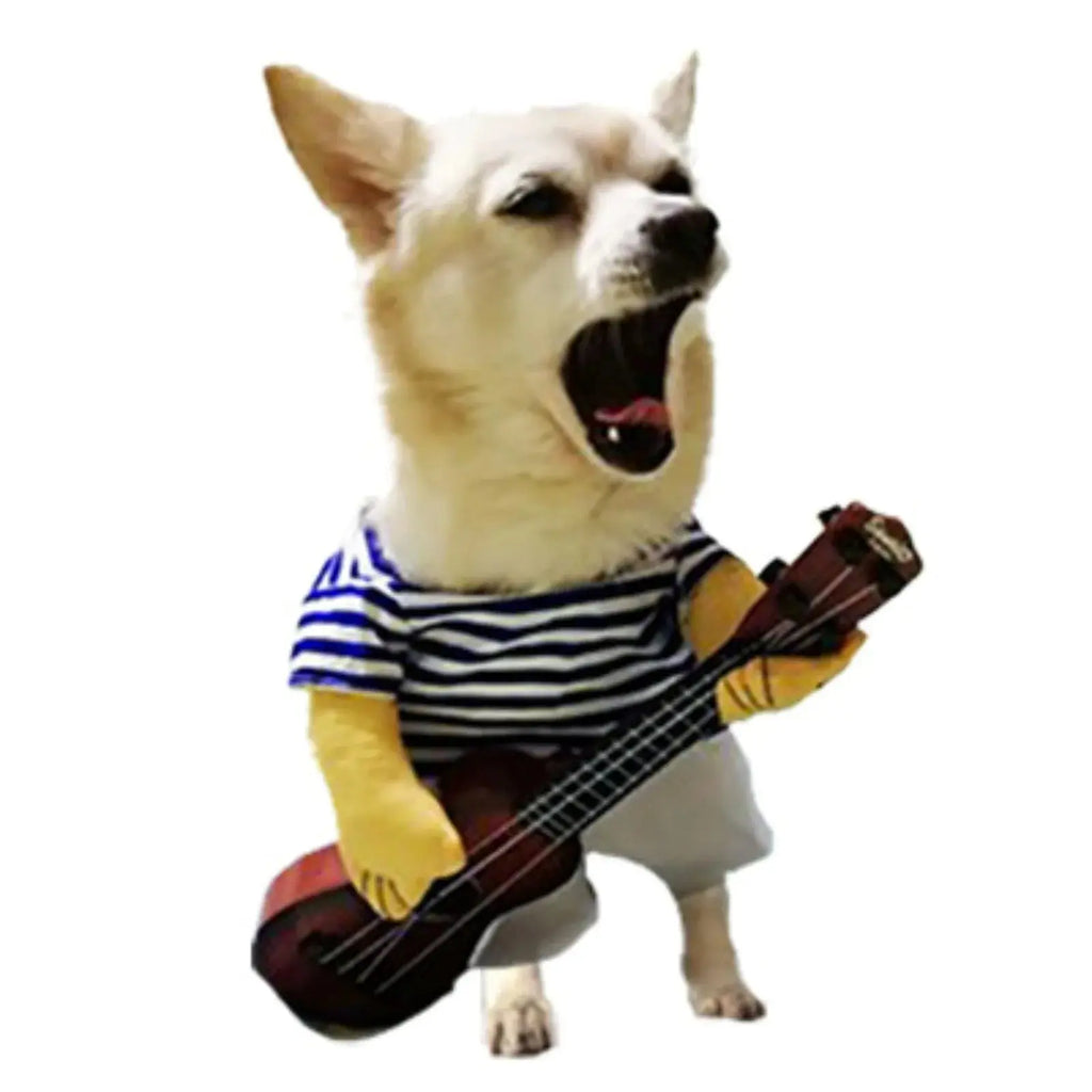 Pet Guitar Costume Funny Dog Costumes Guitarist Player Halloween Christmas Cosplay Party Dog Cat Clothes Dressing Up Outfits - Nova Trendz