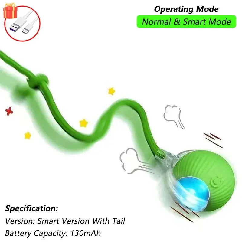 Cat Interactive Ball Toy, Automatic Rolling Ball with Tail, Rechargeable Smart Pet Interactive Toy, Intelligent Mouse for Cat - Nova Trendz