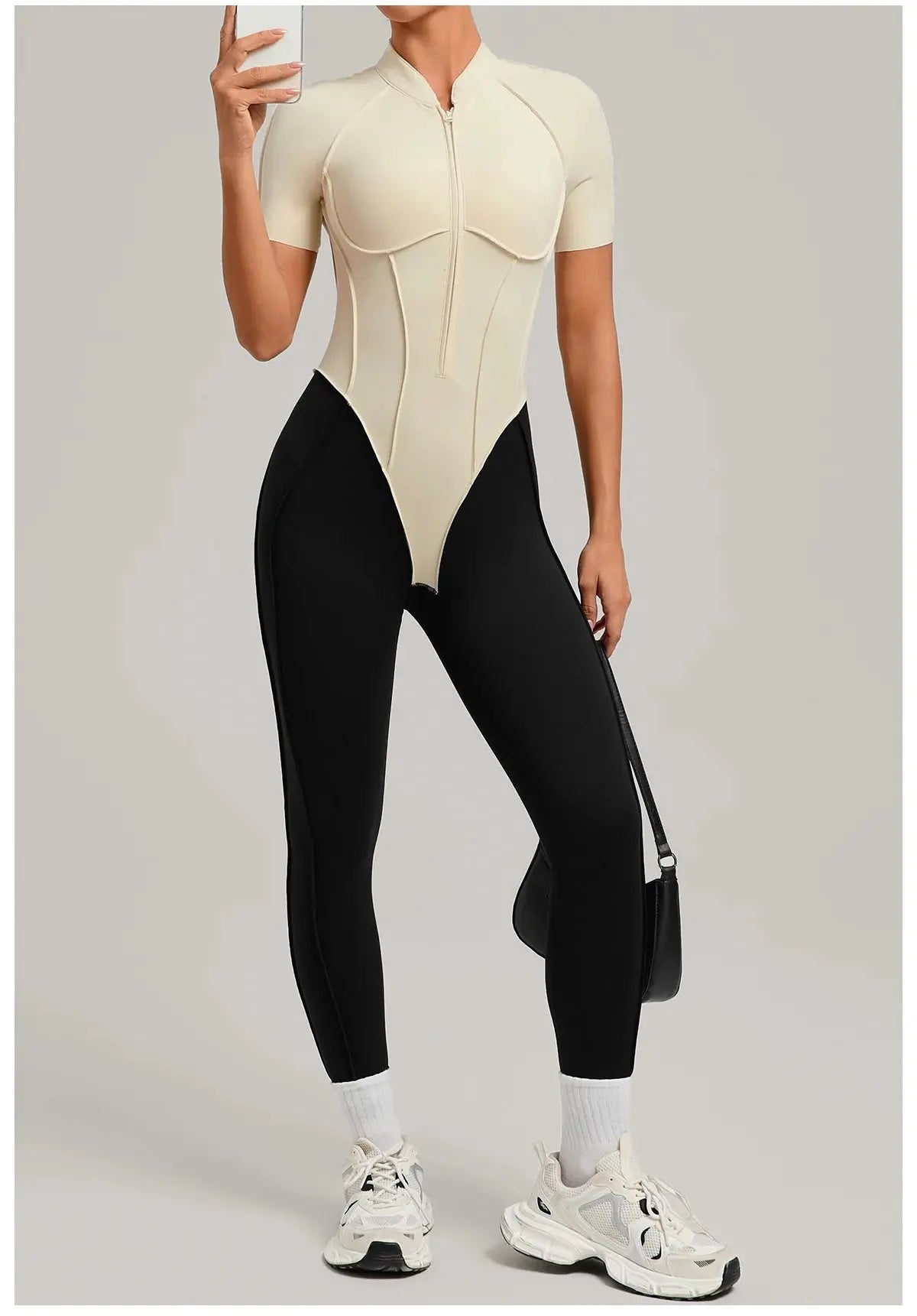 Yoga Bodysuit Short Sleeves Women's Tracksuits Gym Zipper Jumpsuits Sports Workout High-intensity Fitness One-piece Tights Suit - Nova Trendz