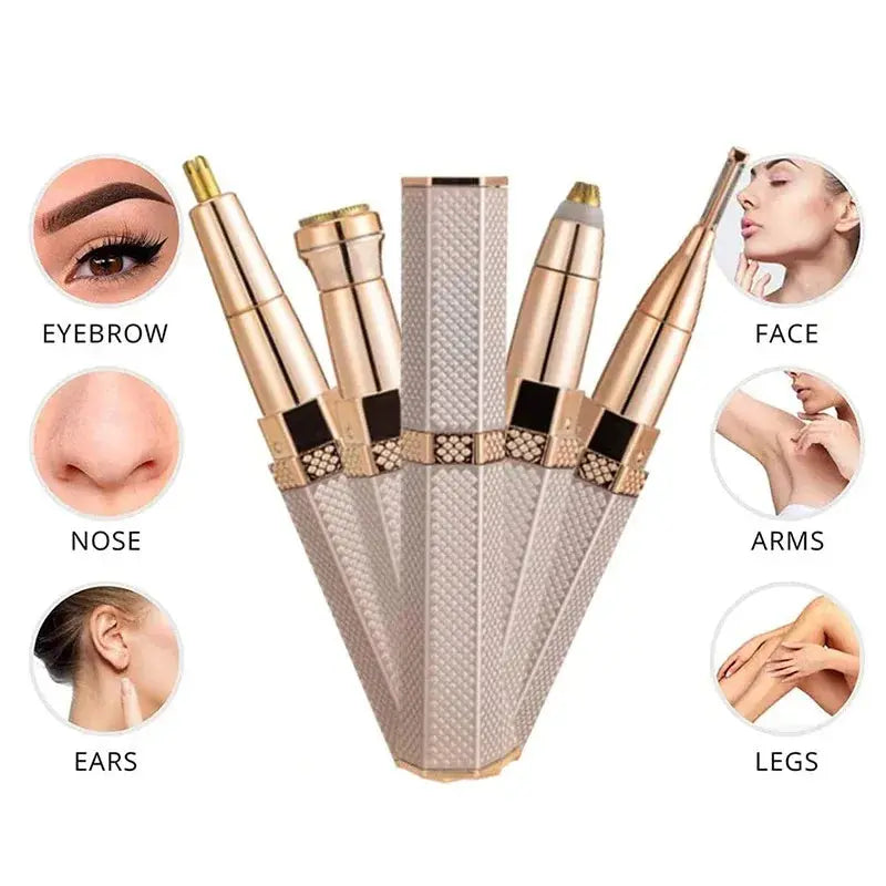 4 In1 Electric Full Body Epilator Facial Shaver for Women Painless Eyebrow Nose Leg Armpit Hair Epilator Bikini Trimmer Portable Nova Trendz