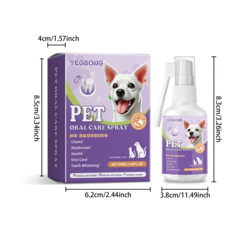 Pet Oral Cleaning Spray 50ml Dogs Cats Teeth Clean Deodorant Prevent Calculus Remove Kitten Bad Breath Mouth Fresh Pet Supplies - Nova Trendz