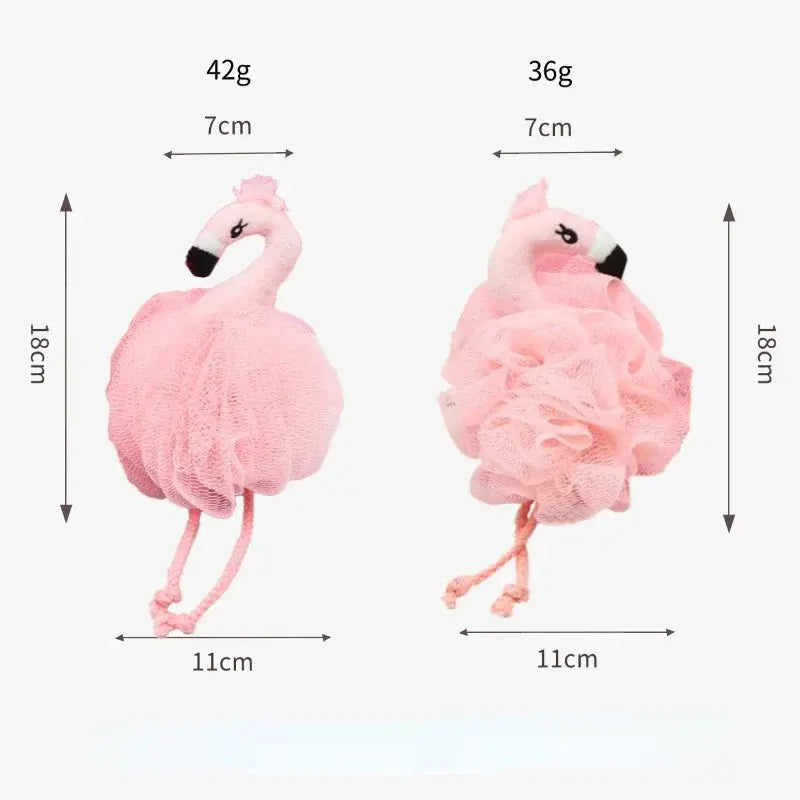 Flamingo Bath Sponges Animal Kids Loofah Bath Pouf Mesh Animal Toy Bath Sponge Colorful Body Scrubber Balls Shower Mesh for Kids Nova Trendz