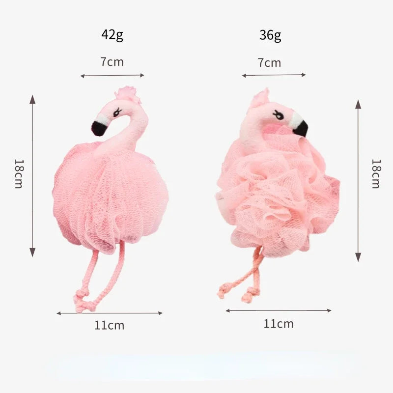 Flamingo Bath Sponges Animal Kids Loofah Bath Pouf Mesh Animal Toy Bath Sponge Colorful Body Scrubber Balls Shower Mesh for Kids