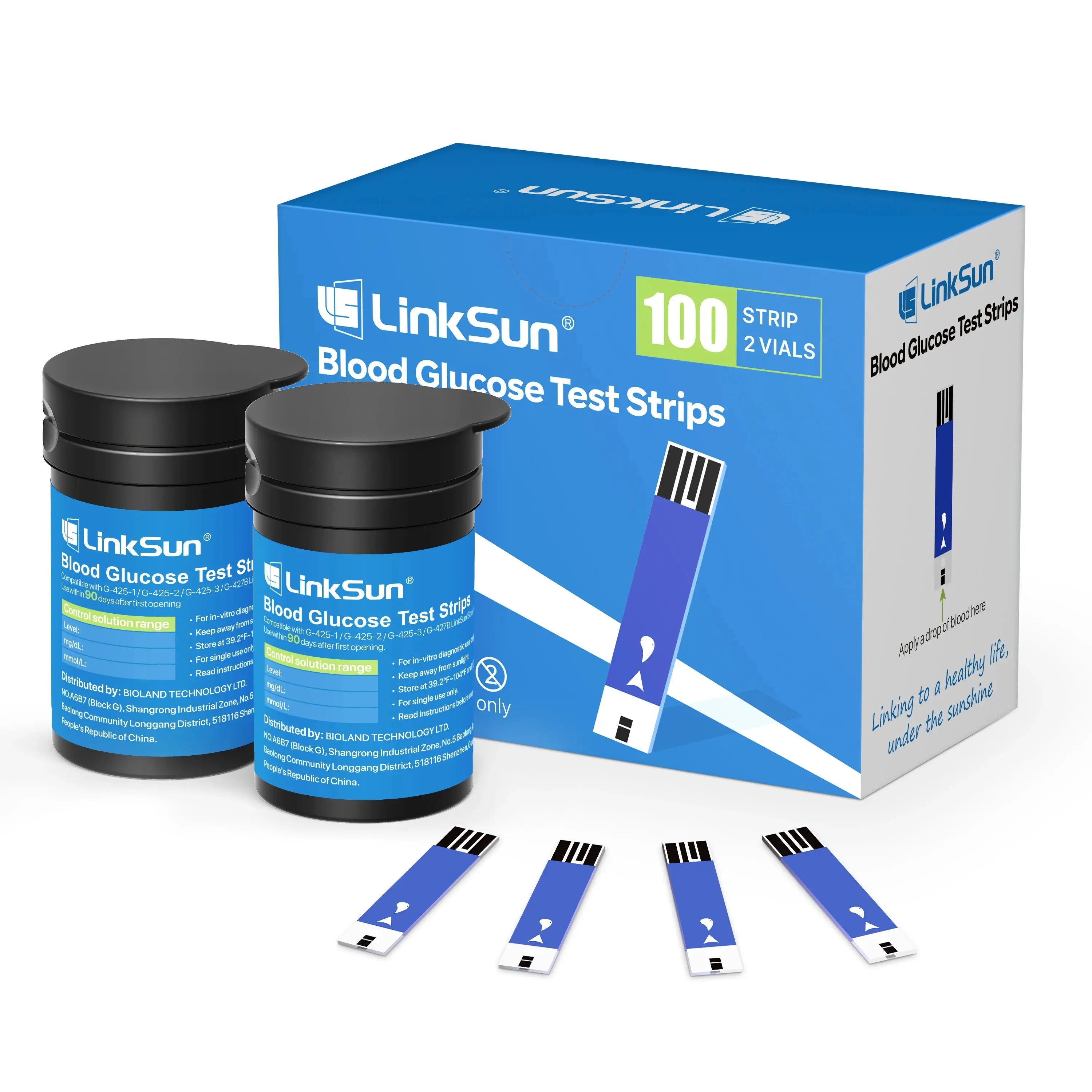 G-425-2 Linksun Blood Glucose Meter 50/100pcs Test Strips Medical Diabetes Testing Device Blood Sugar Digital Glucometer Monitor Nova Trendz