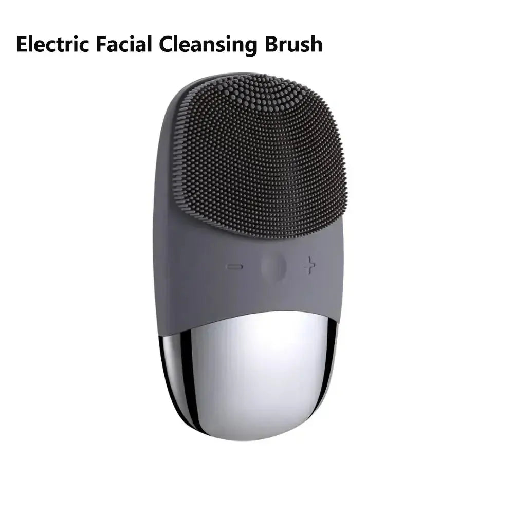 Electric Facial Cleansing Brush Silicone Sonic Face Cleaner Deep Pore Cleaning Skin Massage Intelligent Cleansing Brush Device - Nova Trendz