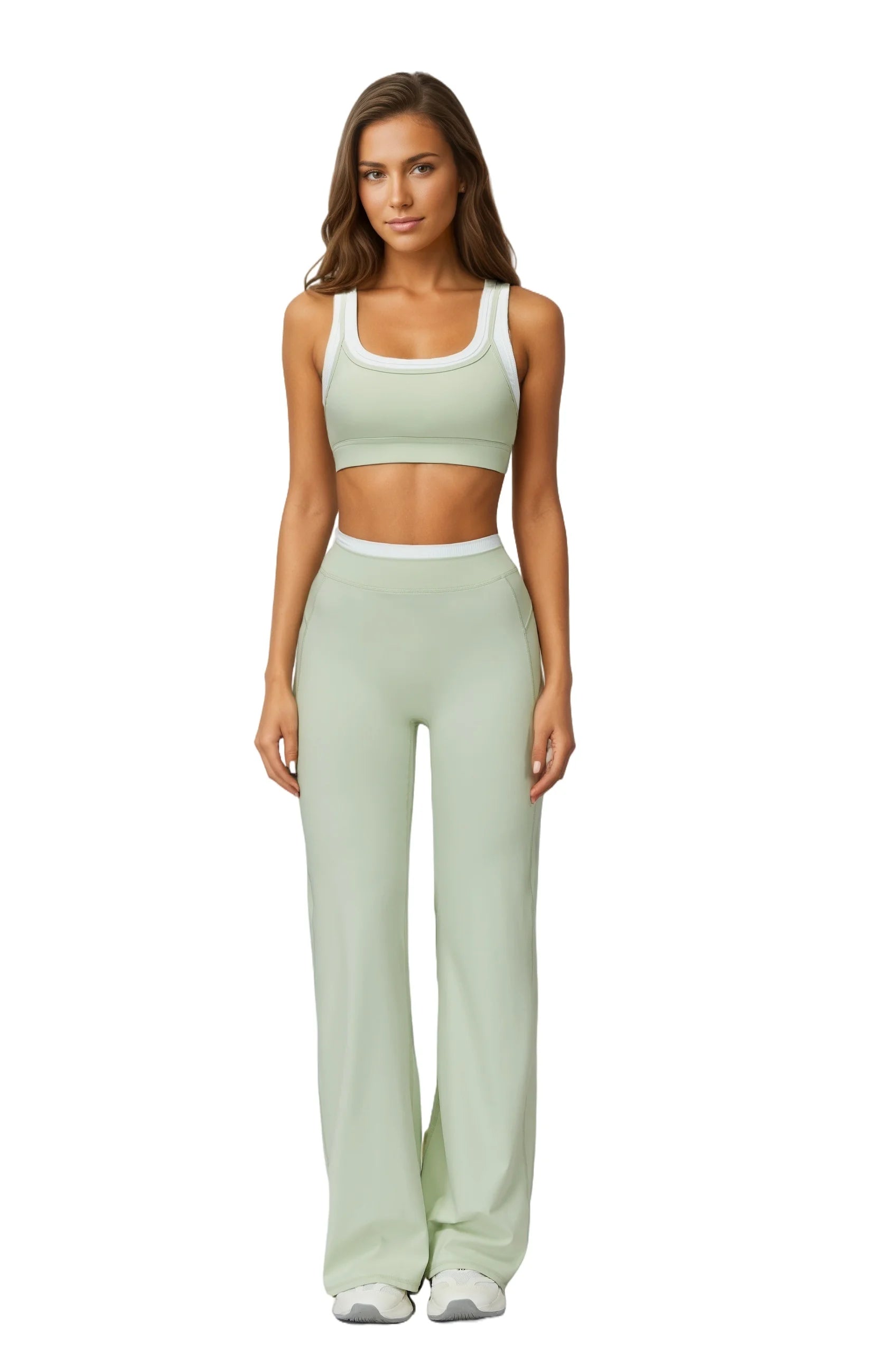 Airila Women's Yoga Set 2 Pcs Sportswear Color Blocked Tracksuit High Waist Flare Crop Top Athletic Gym & Daily Fitness Nova Trendz