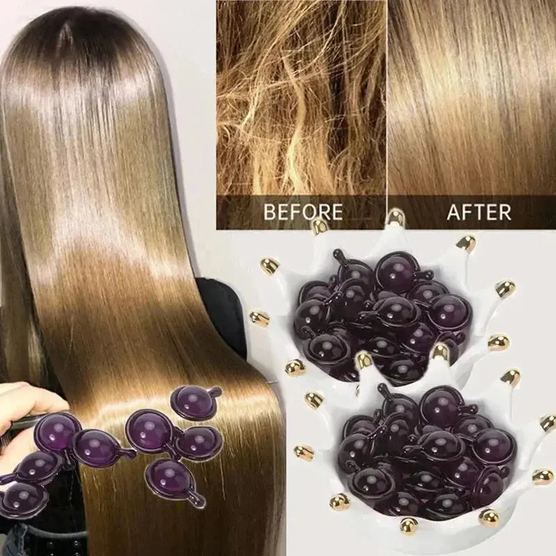 Hair Vitamin Capsule Keratin Oil Fast Restore Soft Smooth Shiny Hair Care Nourish Repair Hair Damaged Splitting Treatment Produc - Nova Trendz