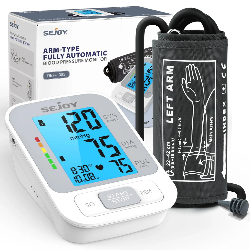 SEJOY Upper Arm Automatic Sphygmomanometer English Voice Backlight Blood Pressure Monitor  High Accurate BP Monitors Nova Trendz