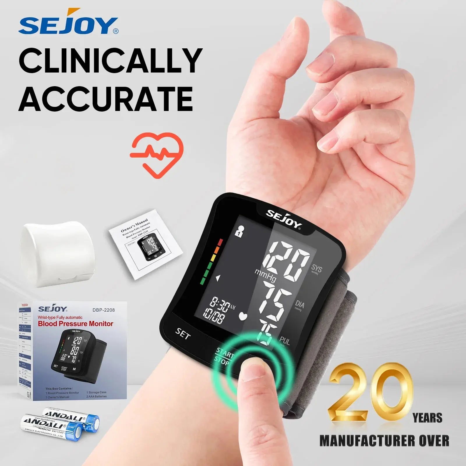 SEJOY Electronic Blood Pressure Monitor Wrist Cuff Tonometer Digital Sphygmomanometer Electronic BP Monitors Blood Meter Nova Trendz