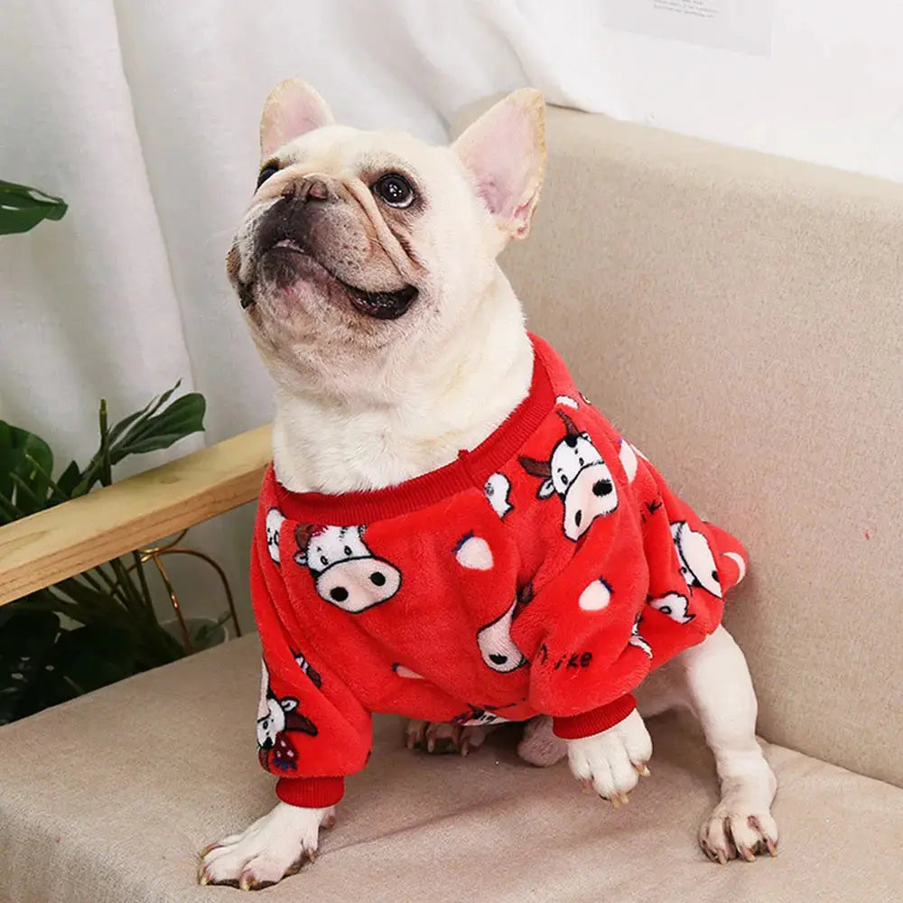 Warm Dog Clothes Cute Print Puppy Pet Clothing French Bulldog Hoodie Winter Dog Pajamas Sweater Coat for Small Medium Dogs Cats - Nova Trendz