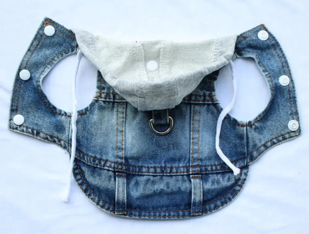 Denim Dog Jean Jacket Vest with D-Ring Cool Spring Dog Hoodies Breathable Lightweight Puppy Harness Coat For Small Medium Dogs - Nova Trendz