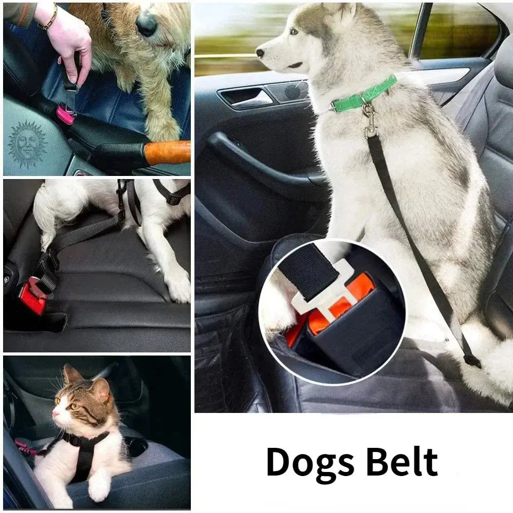 Dog Harness Lead Clip Safety Lever Traction Dog Collars Dogs Accessoires Adjustable Pet Cat Dog Car Seat Belt Pet Seat Vehicle Nova Trendz