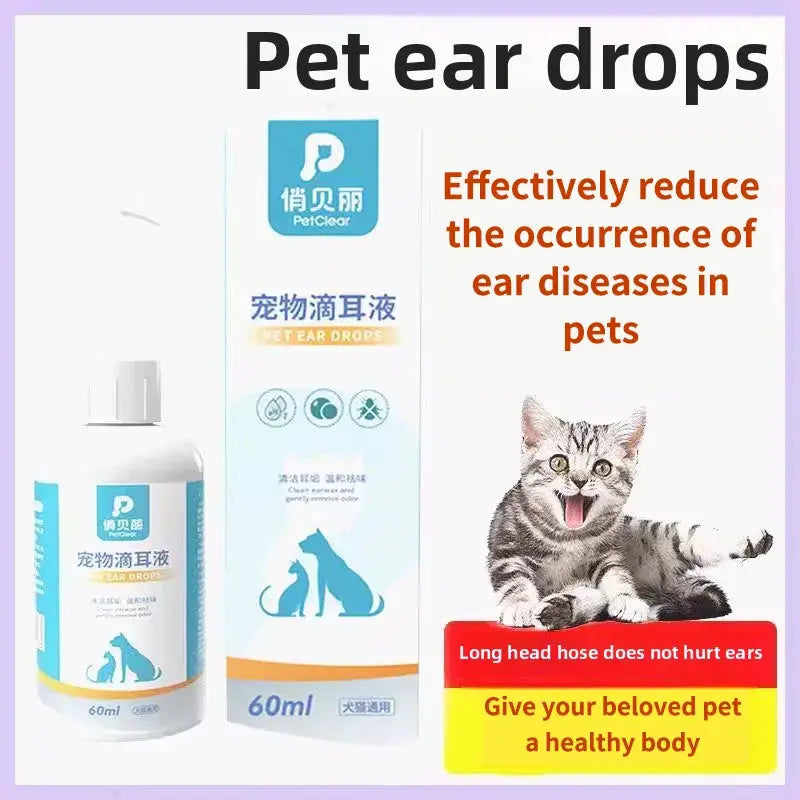 PetClear Pet Ear Drops Solution 60ml for Animal Ear Care Nova Trendz