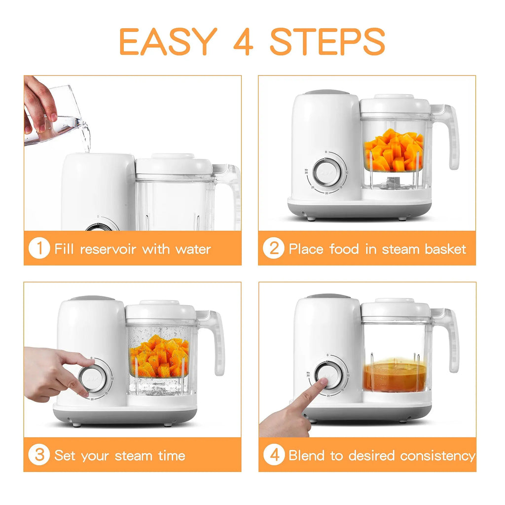 Baby Food Maker, 4 in 1 Baby Food Processor and Steamer, Puree Blender, Multifunctional Baby Puree Maker, Dishwasher Safe White Nova Trendz