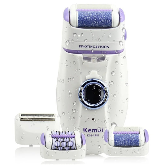 Kemei 3in1 Women Epilator Electric Shaver Facial Body Hair Removal Lady Leg Bikini Trimmer Hair Remover Underarms Rechargeable