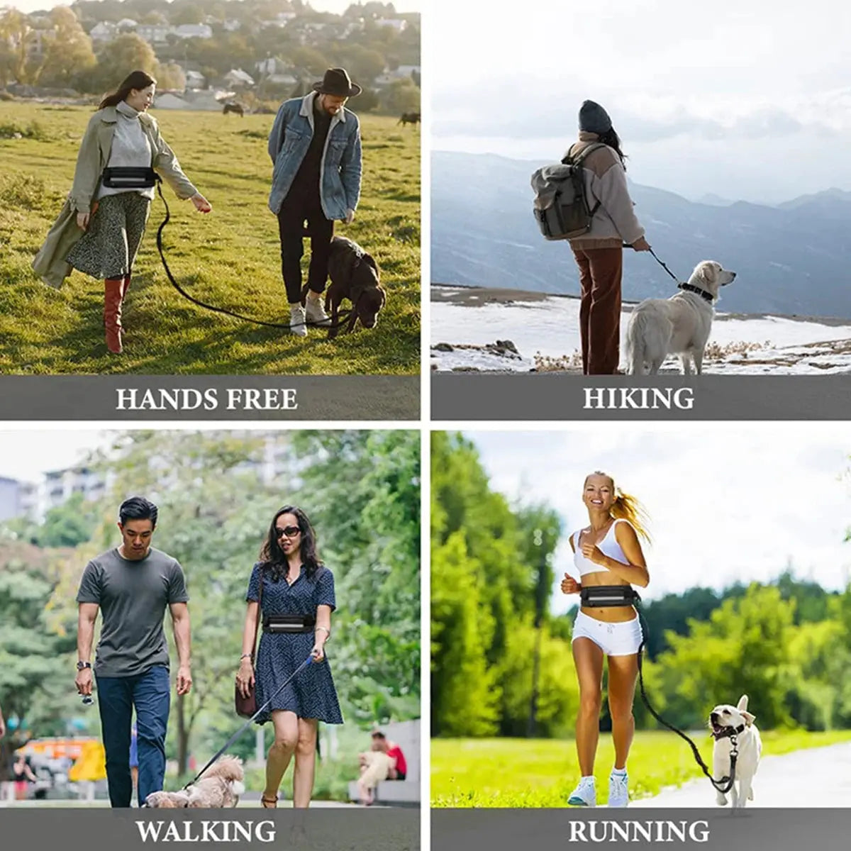 Hands Free Dog Leash Reflective Leash with Waist Bag Retractable Elastic Belt Dog Traction Rope for Running Walking Pet Products - Nova Trendz