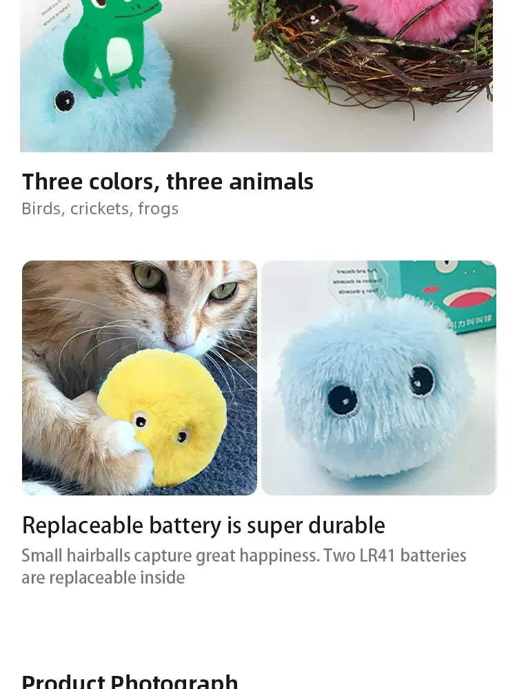 Interactive Ball Smart Cat Toys Plush Electric Catnip Training Toy Kitten Touch Sounding Pet Product Squeak Toy Ball - Nova Trendz
