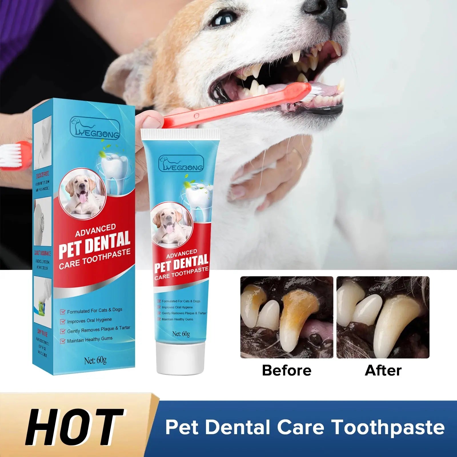 Pet Oral Care Toothpaste–Cleans Tartar&Plaque for Dogs,Freshens Breath&Deodorizes Mouth,Prevents Tartar,Edible for Cats&Dogs Nova Trendz