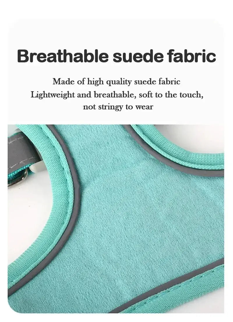 Booteely Pet Suede Chest Harness Vest Dog Cat Strap Reflective Leash Retractable For Small Light And Convenientn - Nova Trendz