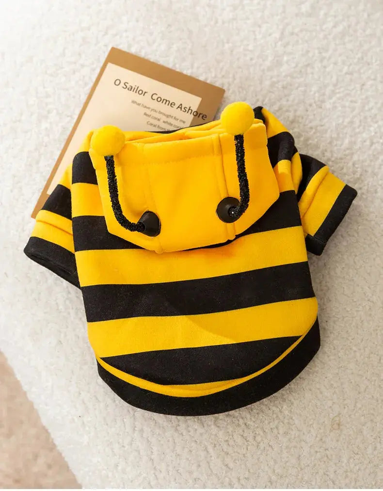 Pet Halloween Costume Honey Bee Role Play Hoodie with Buckle or not Dogs Cats Party Cosplay Funny Outfit Clothes with Hat or not Nova Trendz