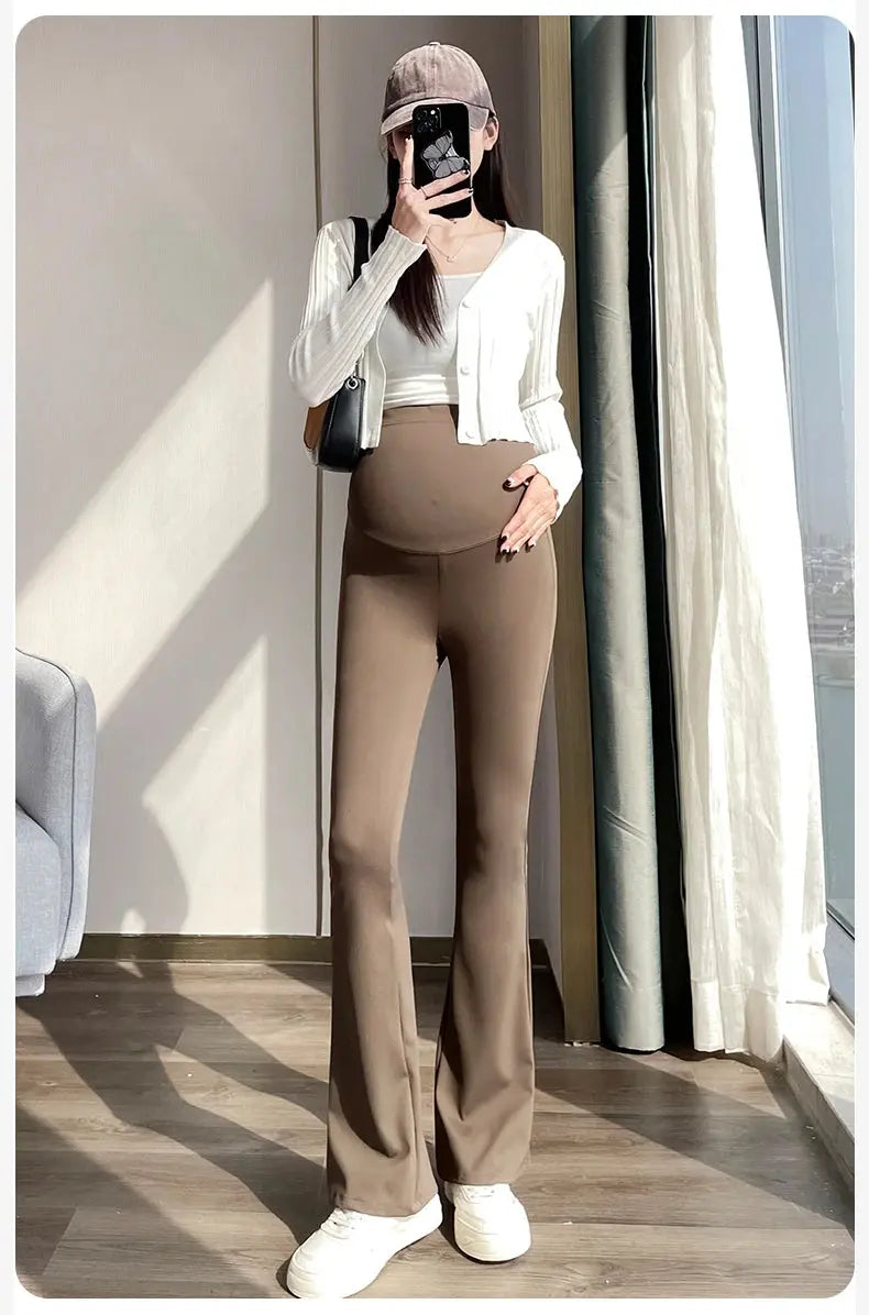 Maternity Leggings for Pregnant Women Yoga Flared High-waisted Trousers Pregnancy Clothes Maternity Yoga Flared Pants Nova Trendz