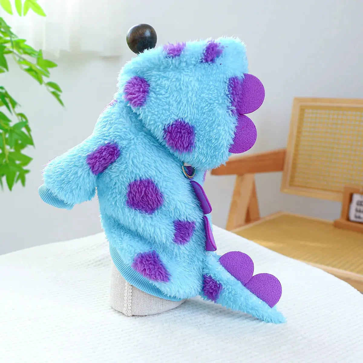 Cosplay Dinosaur Dog Halloween Costume for Small Dogs Dress Up Hoodies Thermal Velvet Padded Dog Pajamas Winter Puppy Jumpsuit - Nova Trendz