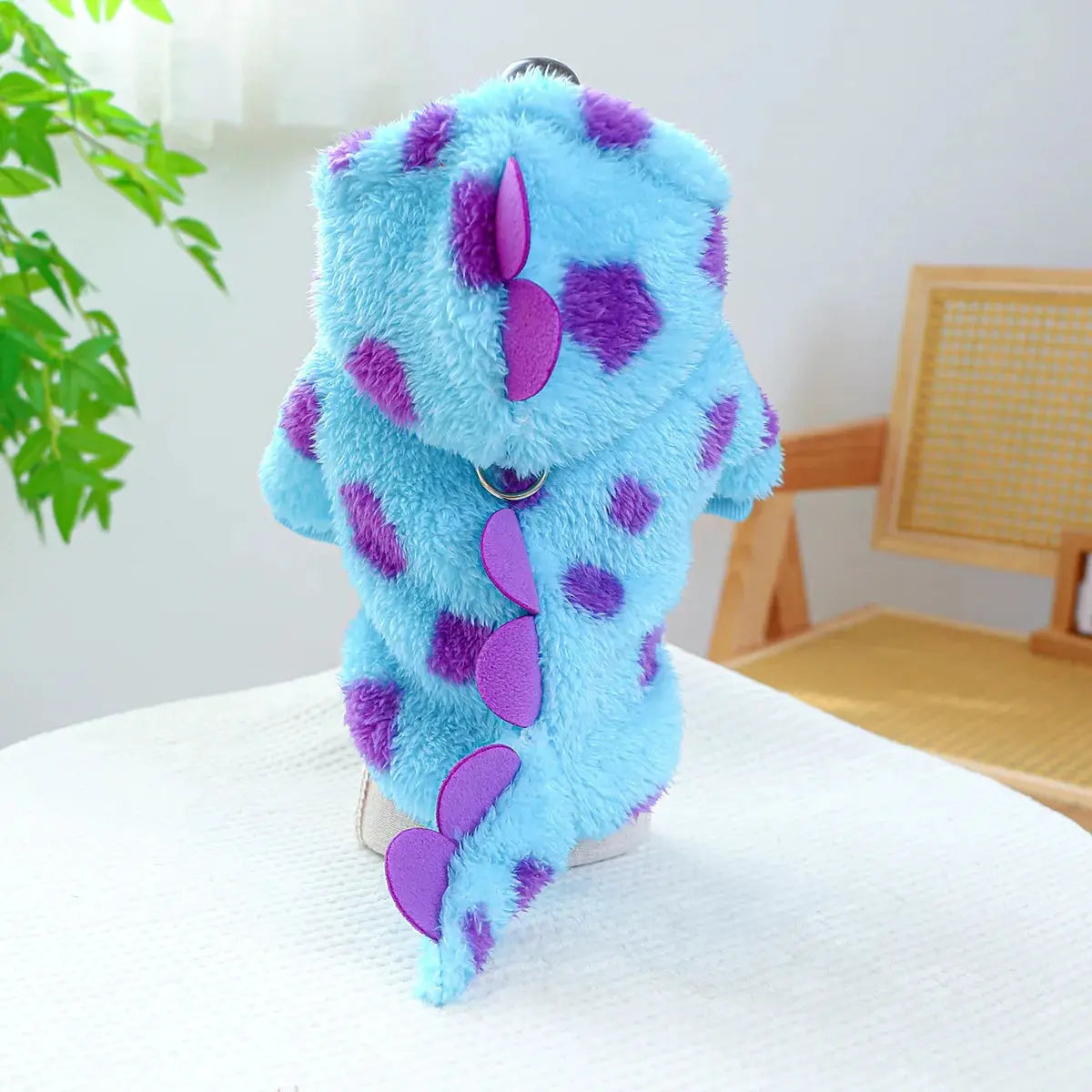 Cosplay Dinosaur Dog Halloween Costume for Small Dogs Dress Up Hoodies Thermal Velvet Padded Dog Pajamas Winter Puppy Jumpsuit - Nova Trendz