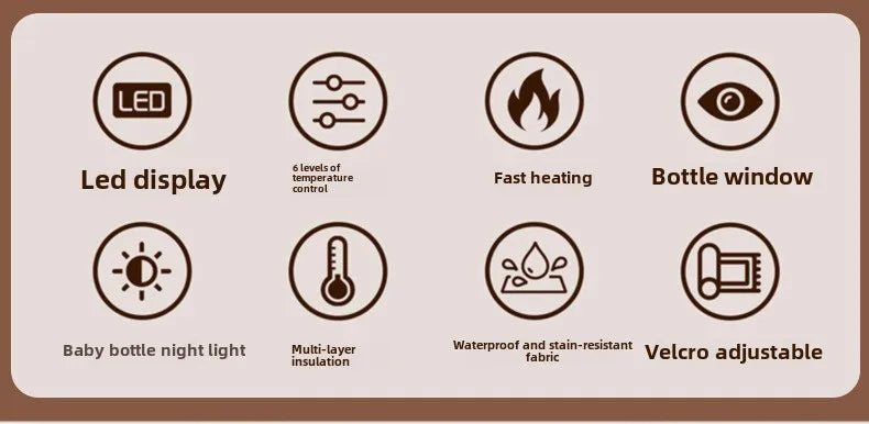 USB Multifunctional High-capacity Baby Feeding Bottle Smart Temperature Control Warmer Screen Newborn Baby Bottle Warmer Sleeve