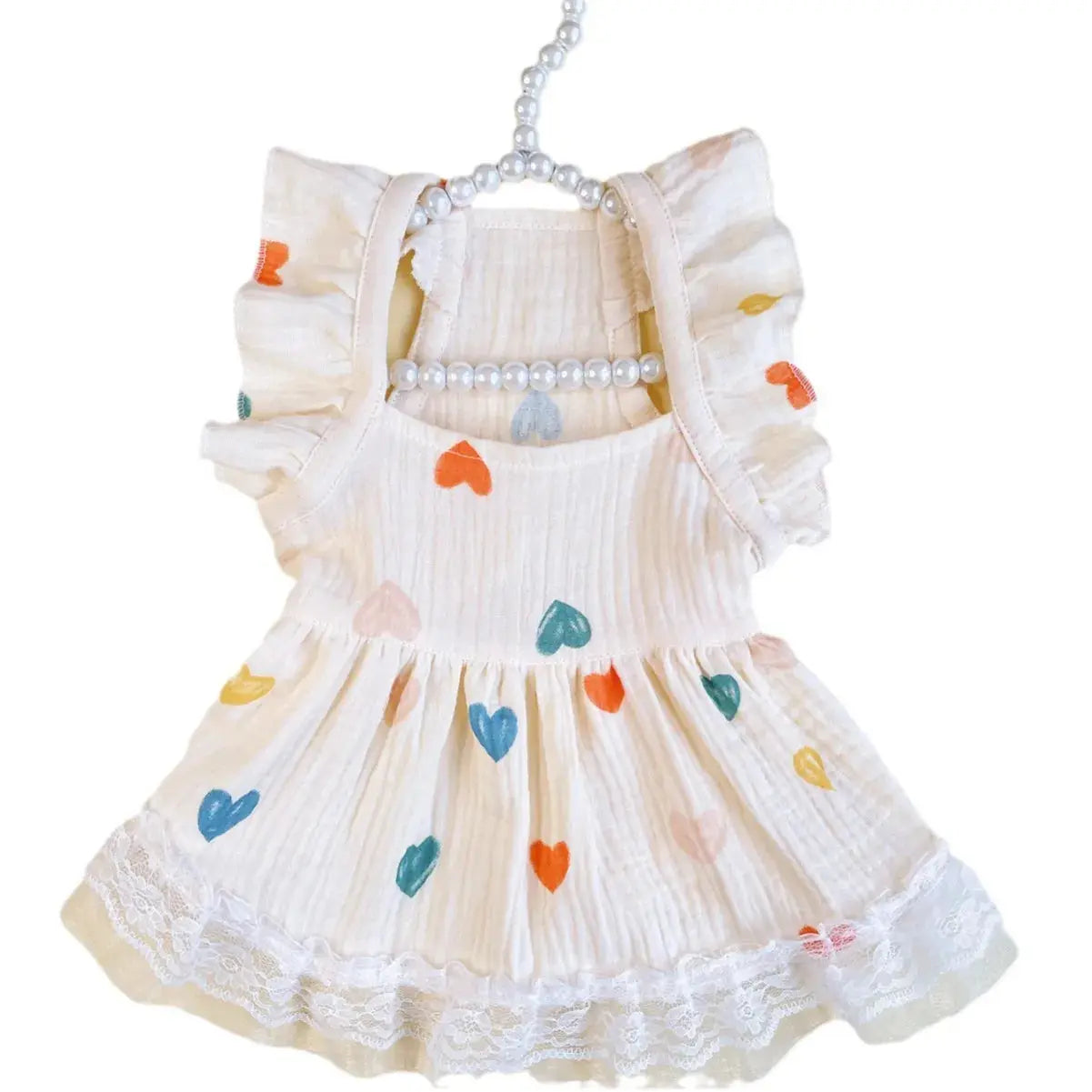 Pet Light Yellow Heart-shaped Little Fly Sleeve Dress Cat and Dog Four Season Vest Puppy Clothes Dog Dresses for Small Dogs - Nova Trendz