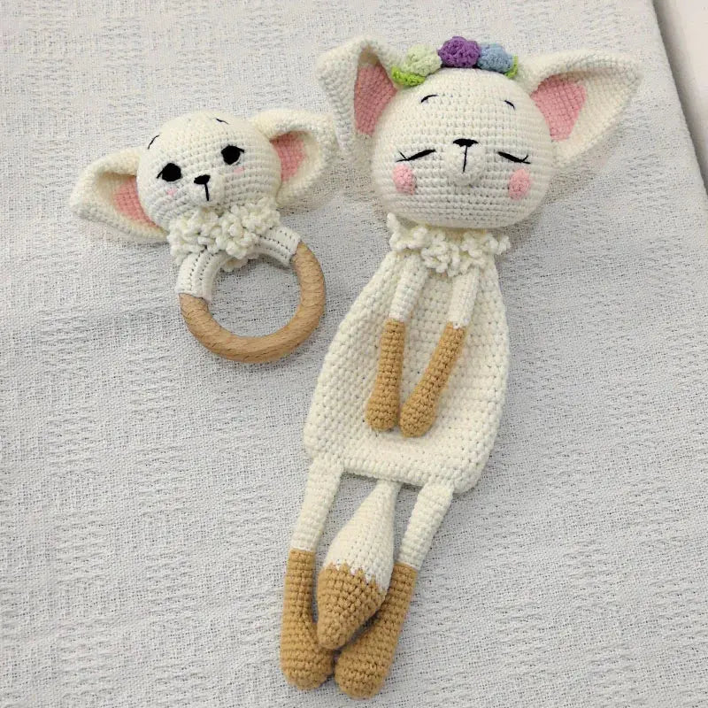 Baby Security Blanket Towel Feeding Bib Soft Towel Cotton Burping Cloth Infant Shower Gift Knitted Lovely Animal Rattle Sleep To Nova Trendz