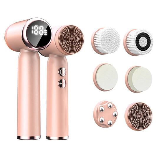 Six-In-One Cleansing Brush Face Wash Brush Clean Pores Exfoliating Silicone Facial Deep Pore Skin Care Scrub Cleanser Tool