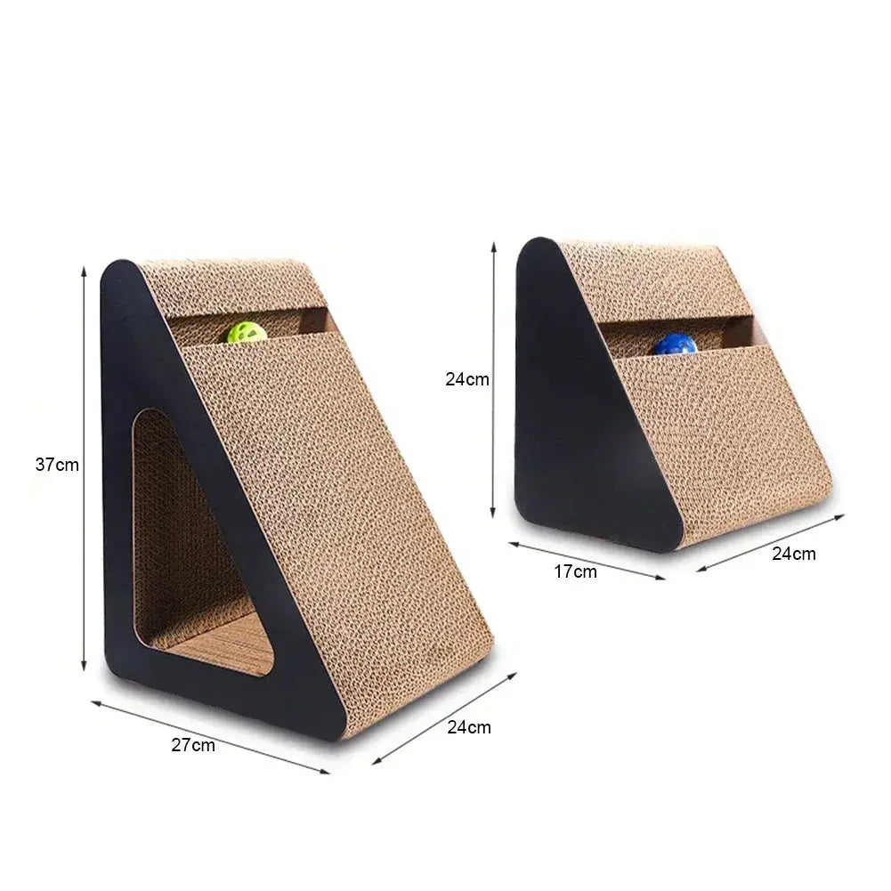 2 in 1 Cat Scratcher Cardboard Triangles Shaped Cat Scratching Board With Ball Wear-resistant Cat Clawing Board For Indoor Cat Nova Trendz