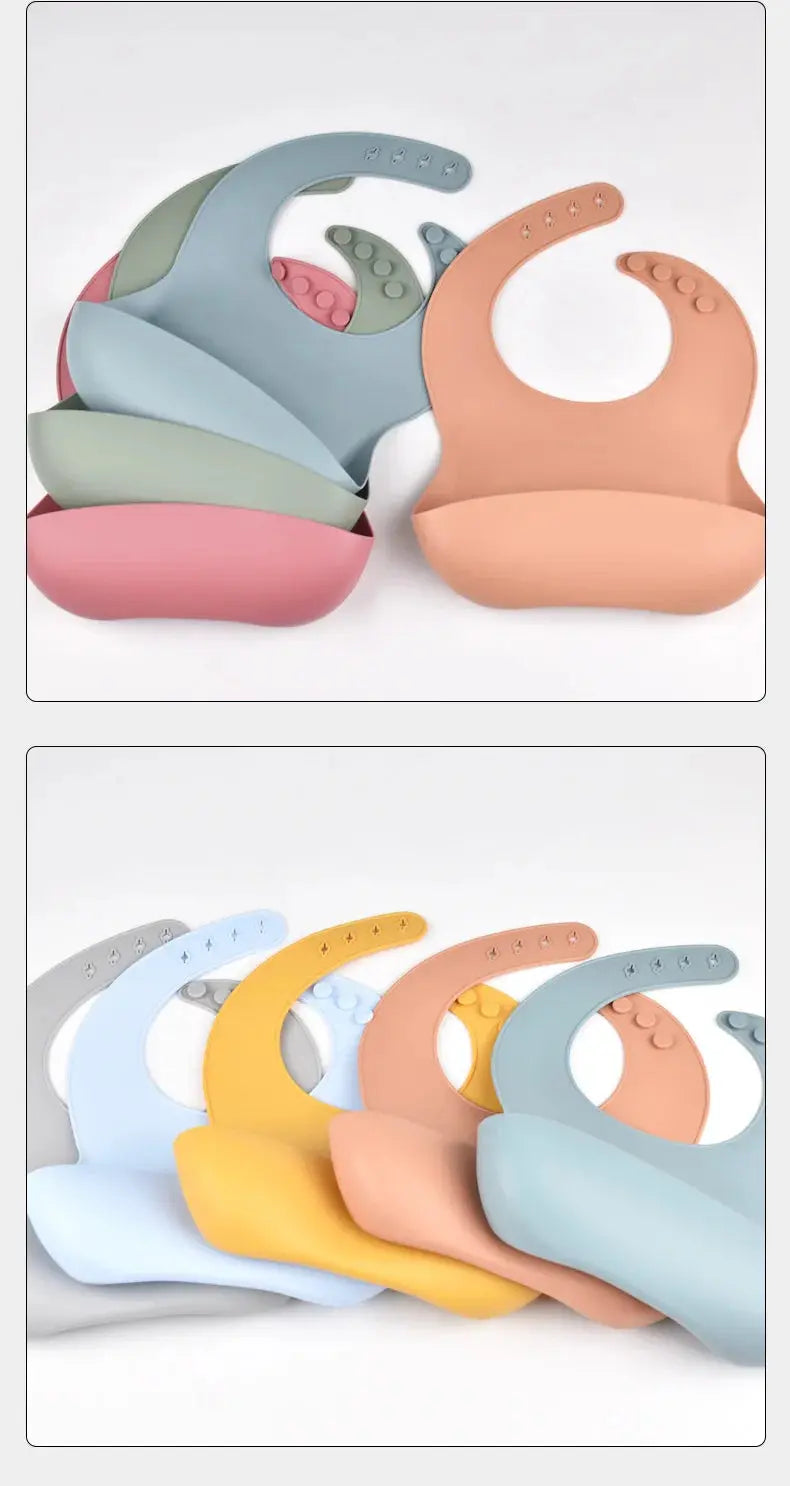 Baby Silicone Tray Bib Waterproof Soft 4-speed Adjustable Bibs Newborn Eating Food Isolate Dirt Feeding Saliva Pocke Kids Stuff Nova Trendz