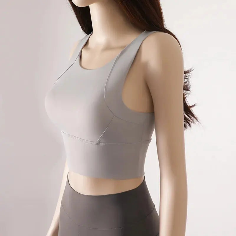 Women Sport Fixed Chest Pad Bra Female Athleisure Workout Tank Top Ladies Gym Clothes Yoga Sports Wear - Nova Trendz