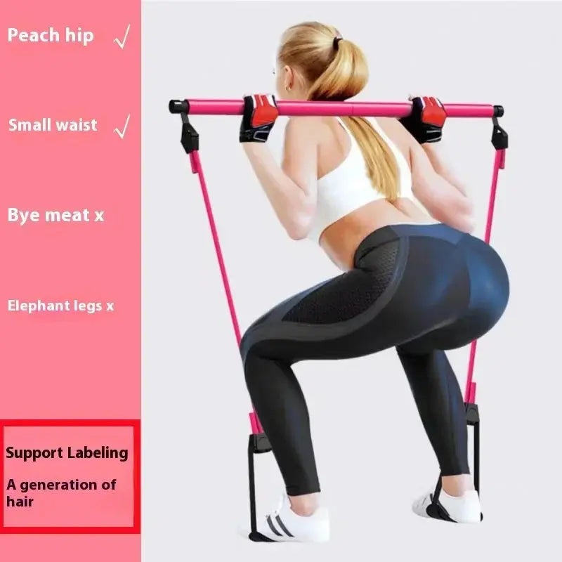 Pilates stick multi functional fitness stick Yoga Pilates gym equipment elasticity exercise training hip pulling rope workout Nova Trendz