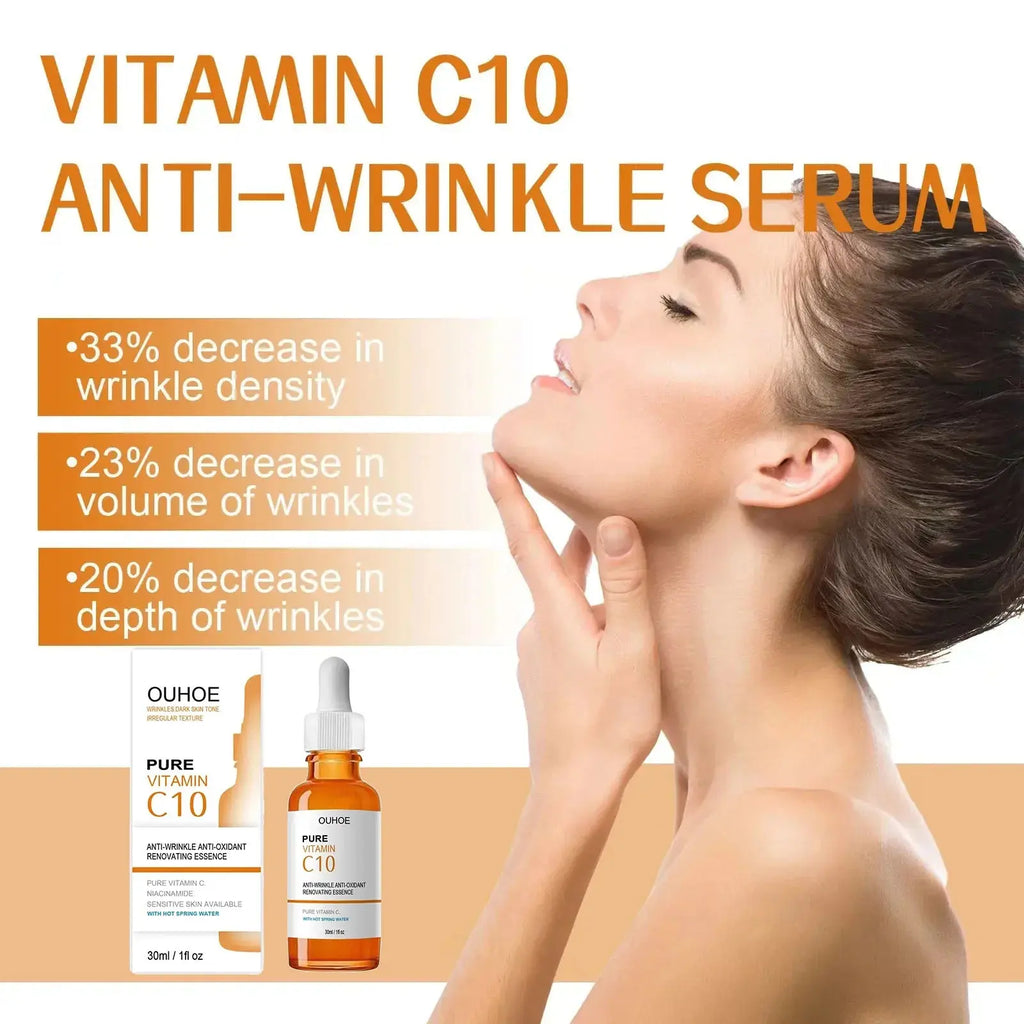 Vitamin C Wrinkle Remover Face Serum Lifting Firming Fade Fine Lines Anti-aging Essence Whitening Brighten Nourish Skin Care Nova Trendz