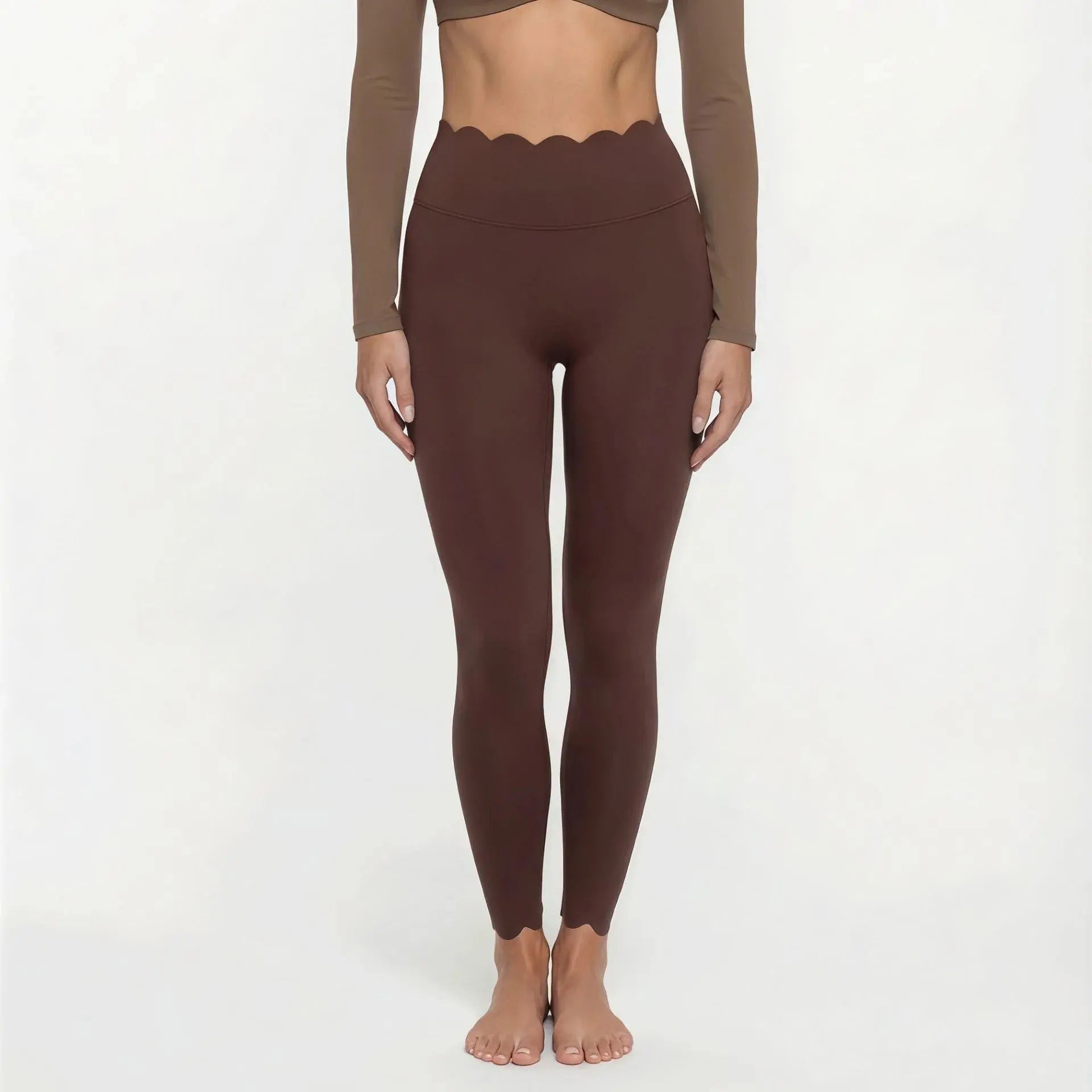 Women's Fake Two-Piece Sports Long Sleeve Halter Neck Pilates Yoga Shirt Slim Fit Fitness Sports Top Leggings Workout Tights - Nova Trendz