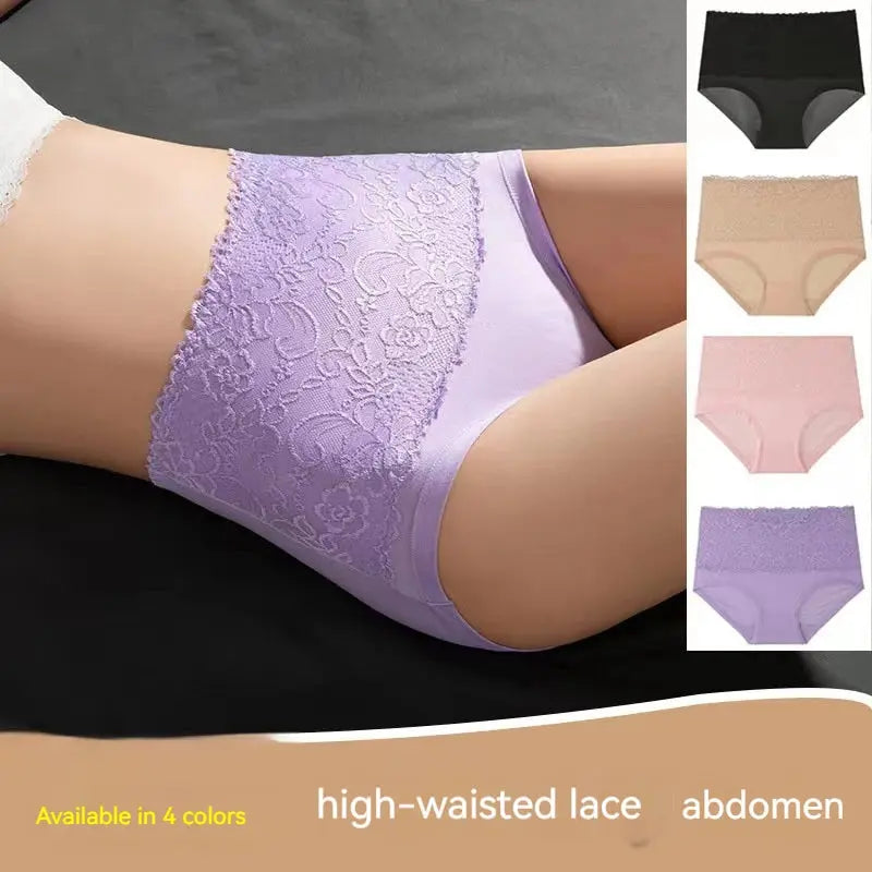 1-4PC Lace Solid Color Oversized Comfortable Maternity Underwear Soft Comfortable Breathable High Waisted Women's Triangle Pants Nova Trendz