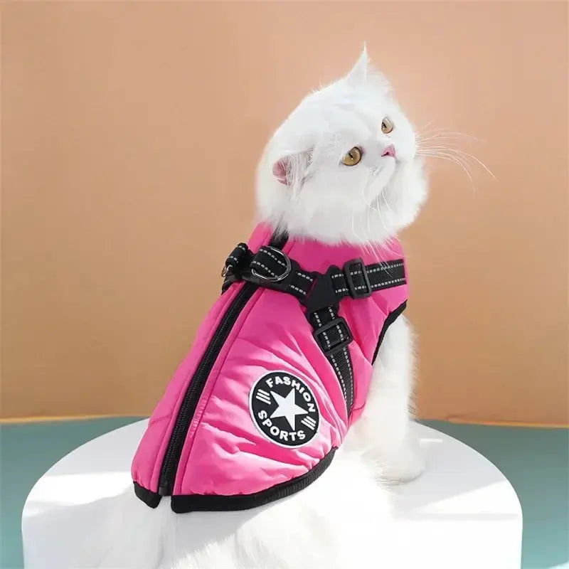 Pet Dog Coat with Harness Winter Cat Waterproof Coat Zipper Dog Jacket with Reflective Harness for Smal Medium Large Dogs - Nova Trendz