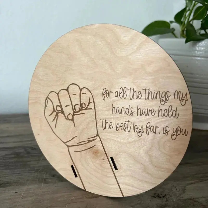 Wooden baby birth hospital bracelet commemorative plaque, circular carved newborn collection plaque Nova Trendz