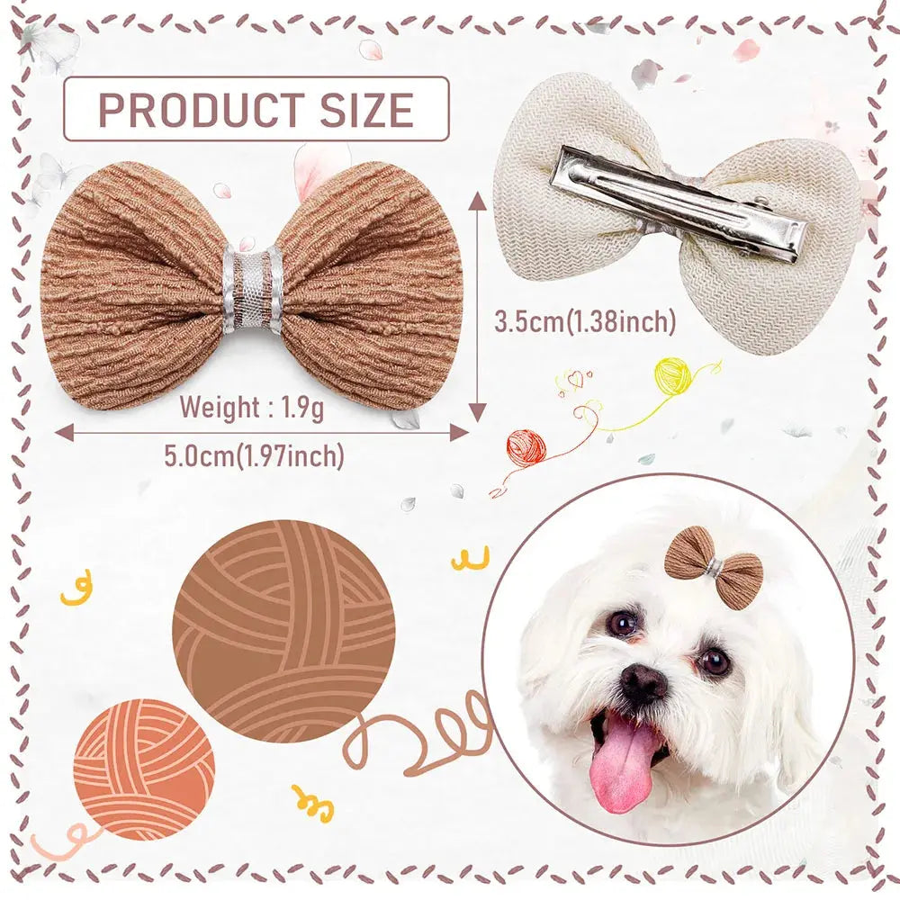 20PCS Cute Pet Dog Hairpin Cat Dog Solid Color Plaid Bow Hair Clips for Dogs Boutique Clips Dog Grooming Hair Accessories - Nova Trendz