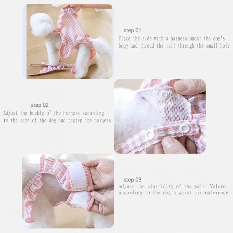 Washable Female Dog Diapers Suspenders Plaid Pet Physiological Pants Dog Shorts for Small Dogs Pet Products Cute Dog Underwear Nova Trendz