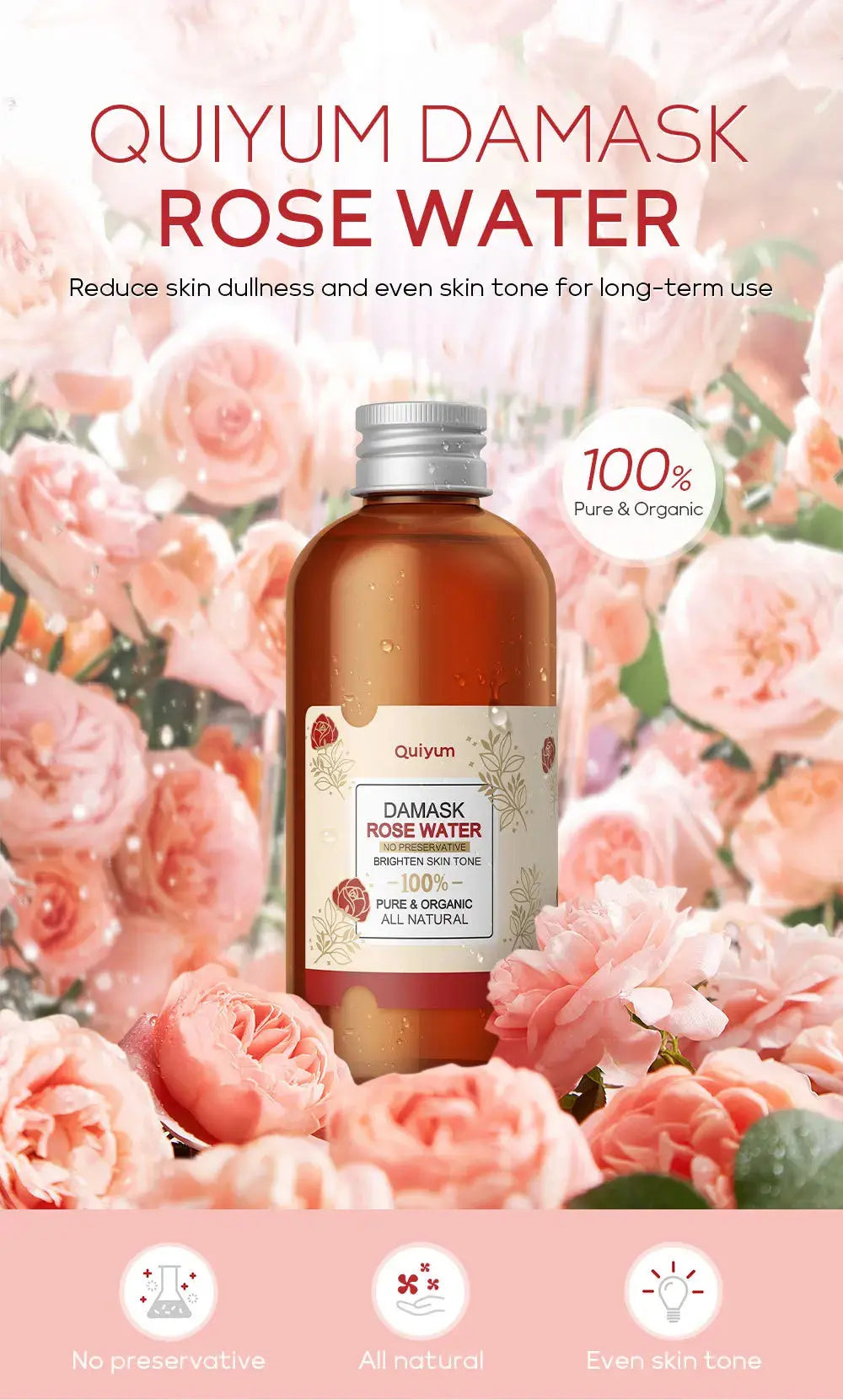 Face Care Rose Water Nourishing Skin Improve Dullness Anti Aging Facial Toner Damask Korean Skincare Products 100ml Nova Trendz