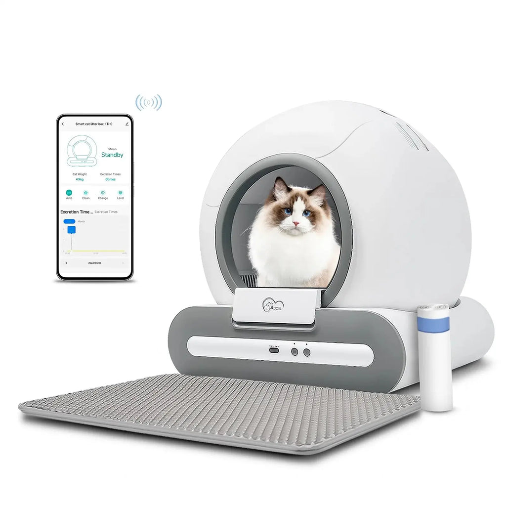 DOEL  Automatic Cat Litter Box Self Cleaning with App Control & Cat Litter Mat Smart Cat Toilet for Multiple Large Cats Nova Trendz
