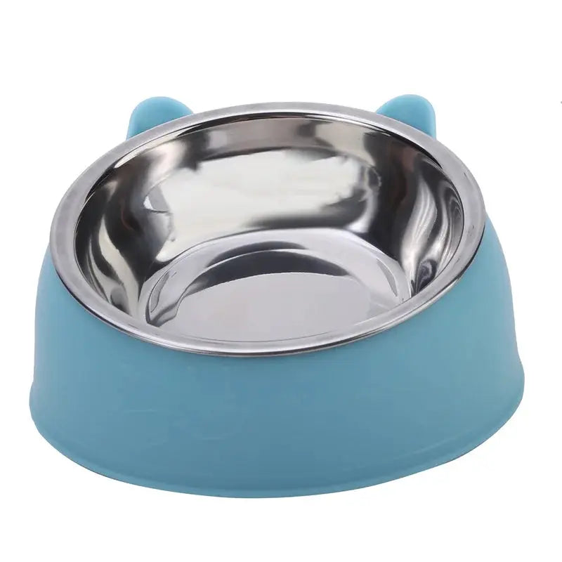 1pc Cat Bowl Lovely Creative Inclined Kitten Puppy Food Feeding Bowls Stainless Steel Cats Drinking Feeder Pet Dogs Cats Feeders - Nova Trendz