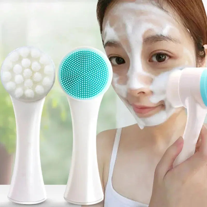 Silicone Facial Facial Cleansing Brush Manual Massage Facial Cleansing Brush Soft Bristles Silicone 3D Double-Sided Face Brushes Nova Trendz